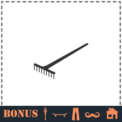 Rake icon flat