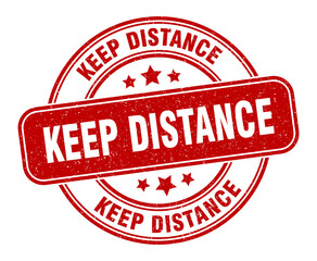 keep distance stamp. keep distance label. round grunge sign