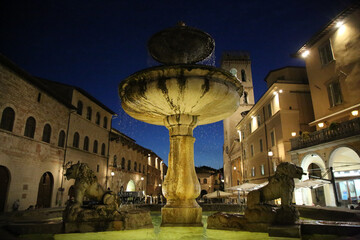 The Fountain in the town hall square in Assisi.