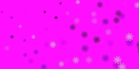 Light Pink vector doodle pattern with flowers.