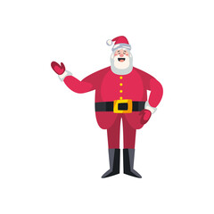 christmas, santa claus with hand up on white background