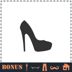 Woman shoes icon flat