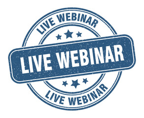 live webinar stamp. live webinar label. round grunge sign