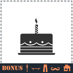 Birthday cake icon flat