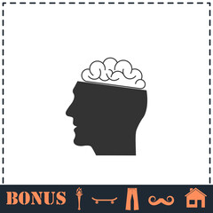 Human brain icon flat