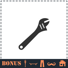 Pipe wrench icon flat