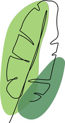 Tropical leaf. Contour drawing. Minimalism art. Modern decor.