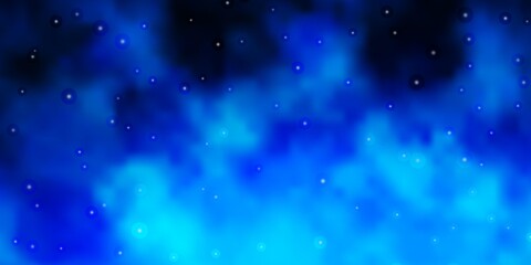 Naklejka na ściany i meble Dark BLUE vector background with small and big stars.