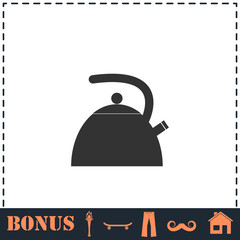 Teapot kettle icon flat