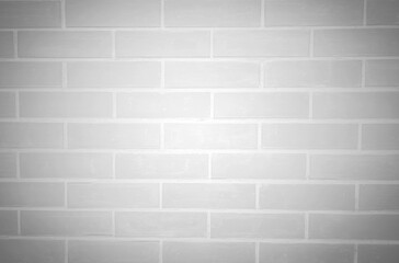 Fototapeta premium Vignette of White brick background pattern, photos of modern white brick wall texture for background, soft white brick wall texture is an integral part of the house, black and white photo.