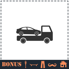 Tow car evacuation icon flat