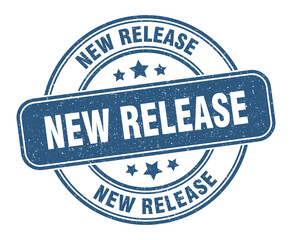 new release stamp. new release label. round grunge sign