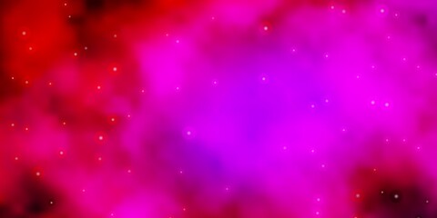 Dark Pink vector template with neon stars.