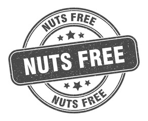 nuts free stamp. nuts free label. round grunge sign