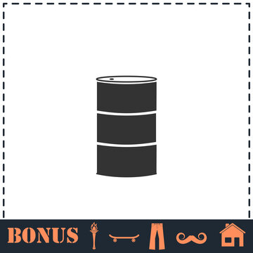 Barrels of oil icon flat