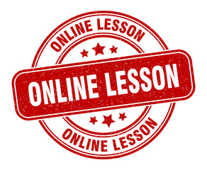 online lesson stamp. online lesson label. round grunge sign