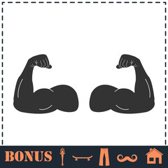 Muscular arm icon flat