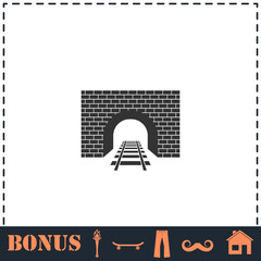 Railway tunnel icon flat