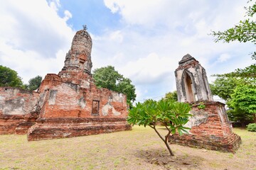 Ancient Temple Ruins of Wat Choeng Tha in Ayutthaya, Thailand