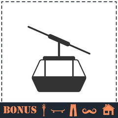 Ropeway cabines icon flat