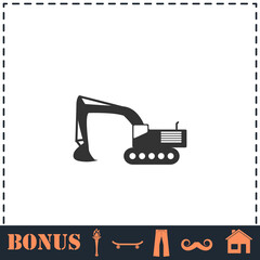 Excavator icon flat