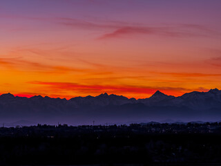 The Monte Rosa chain at sunset