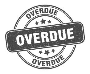 overdue stamp. overdue label. round grunge sign