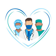 Fototapeta premium Thank you to the doctors and nurses for their help and saved lives. Medicine and health. Vector illustration.