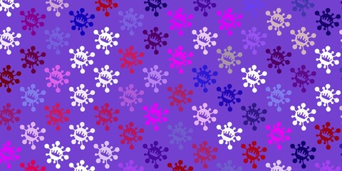 Fototapeta na wymiar Light purple, pink vector texture with disease symbols.