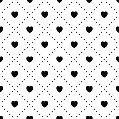 Heart seamless pattern, Black endless heart pattern on white background, vector illustration. Valentine's Day Pattern. Anniversary, Birthday. Love. Sweet Moment. Wedding.