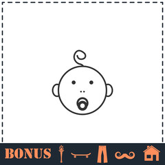 Cute baby with pacifier icon flat