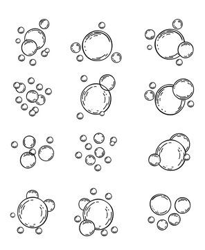 doodle sketch soap bubbles, drawing, engraving, ink, line art, vector