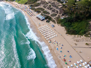 Fototapeta premium Aerial view of Smokinya Beach near Sozopol, Bulgaria