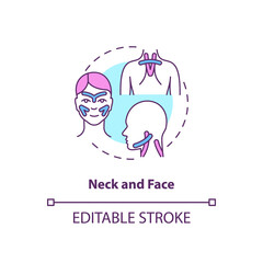 Neck and face concept icon. Body care and health. Head muscle. Prevent injury. Kinesiology tape idea thin line illustration. Vector isolated outline RGB color drawing. Editable stroke