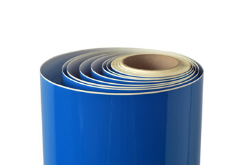 Roll of self-adhesive film on white background