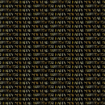 Seamless New Years Eve Pattern Gold Typography Pattern On Black Background