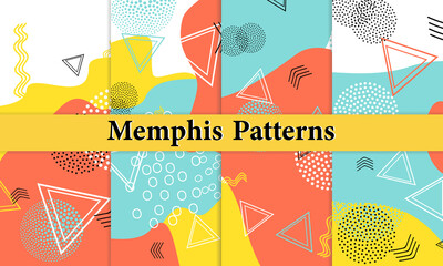Set of Doodle Fun Patterns. Colorful Funky Background.