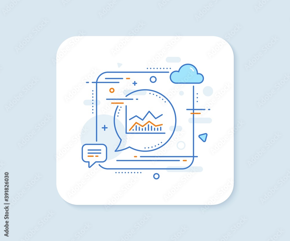 Poster line chart icon. abstract square vector button. financial growth graph sign. stock exchange symbol. 