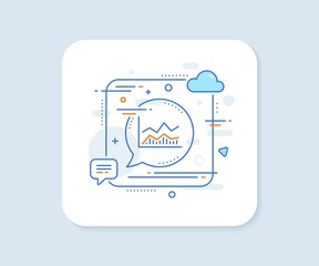Line chart icon. Abstract square vector button. Financial growth graph sign. Stock exchange symbol. Trade infochart line icon. Speech bubble concept. Vector