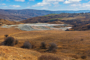 Patterns of spilled mud from the crater of a mud volcano