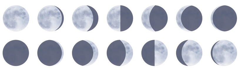 月の満ち欠け　月齢　装飾イラストセット