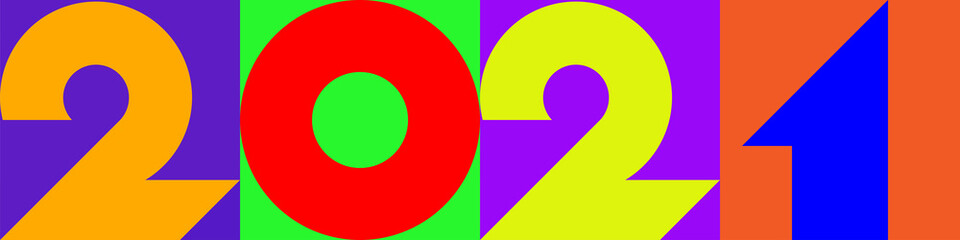 Merry Christmas and Happy New Year 2021 background in typographical style, card.