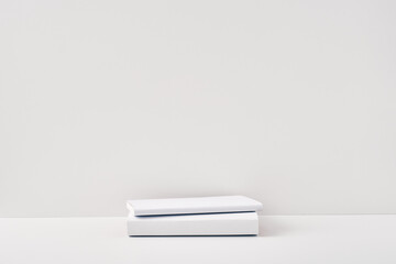 Two two books on a white background. Copy space, mock up.