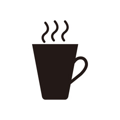 cup of coffee tea hot drink black vector icon on white background icon
