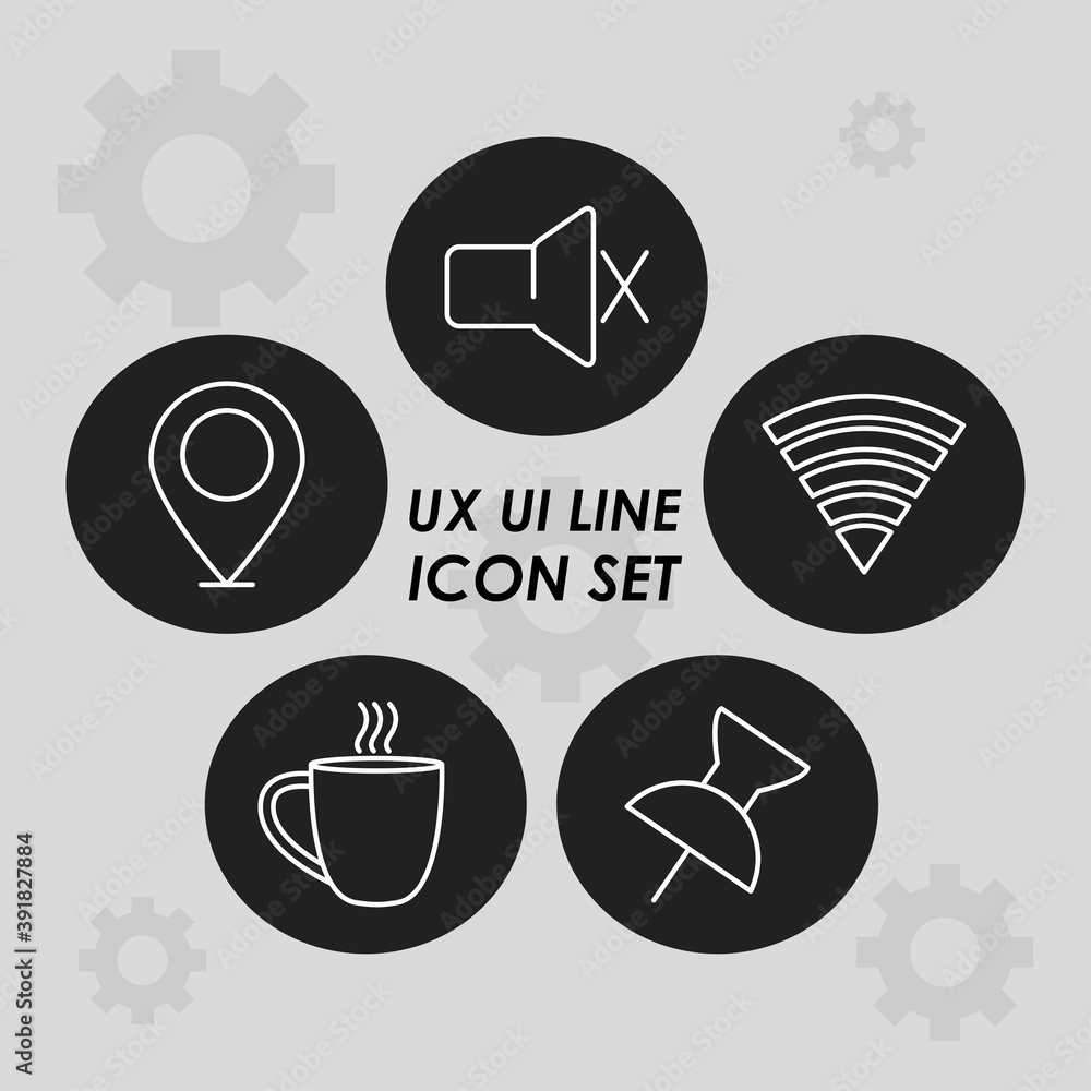 Poster ux ui line icons set, line style