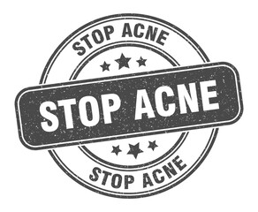 stop acne stamp. stop acne label. round grunge sign