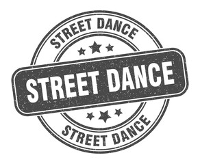street dance stamp. street dance label. round grunge sign