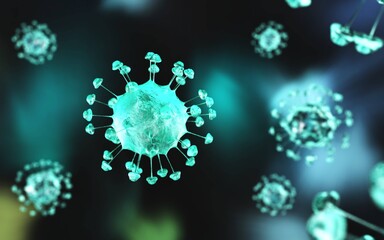 Virus close-up, viral infection, biological infection, 3d rendering