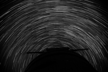 Star trails over observatory