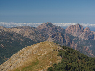 Fototapeta premium Panorama of rocks, crests and cliffs in the stunning mountains